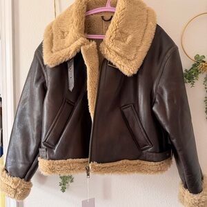 Brown Shearling Leather Jacket
